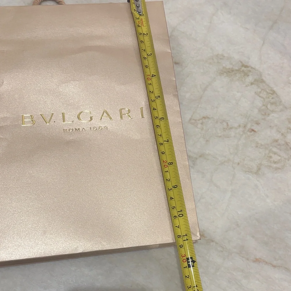 BVLGARI Designer Gold Paper Shopping Bag Set – Small & Large Authentic.